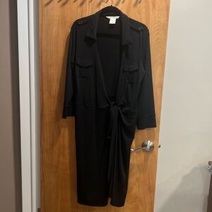 A classic black dress with internal belt